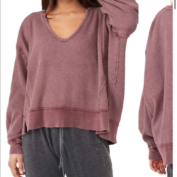Free People Waffle Long Sleeve Top - Picture 2 of 8